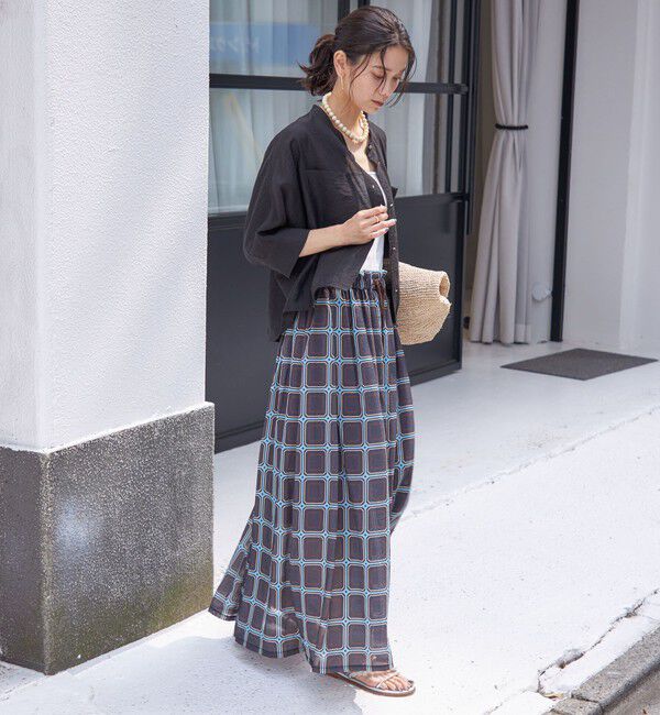 SHIPS for women「【SHIPS別注】UHURU:〈手洗い可能〉シアープリント ギャザー スカート」|スカート|