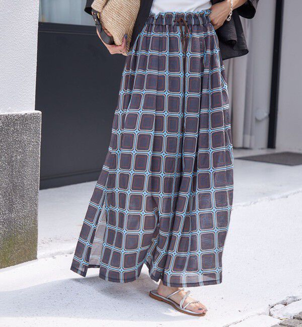 SHIPS for women「【SHIPS別注】UHURU:〈手洗い可能〉シアープリント ギャザー スカート」|スカート|