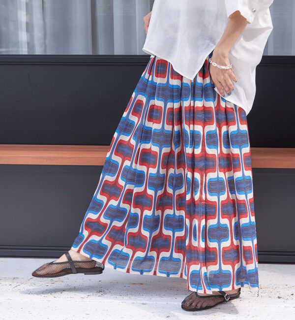 SHIPS for women「【SHIPS別注】UHURU:〈手洗い可能〉シアープリント ギャザー スカート」|スカート|