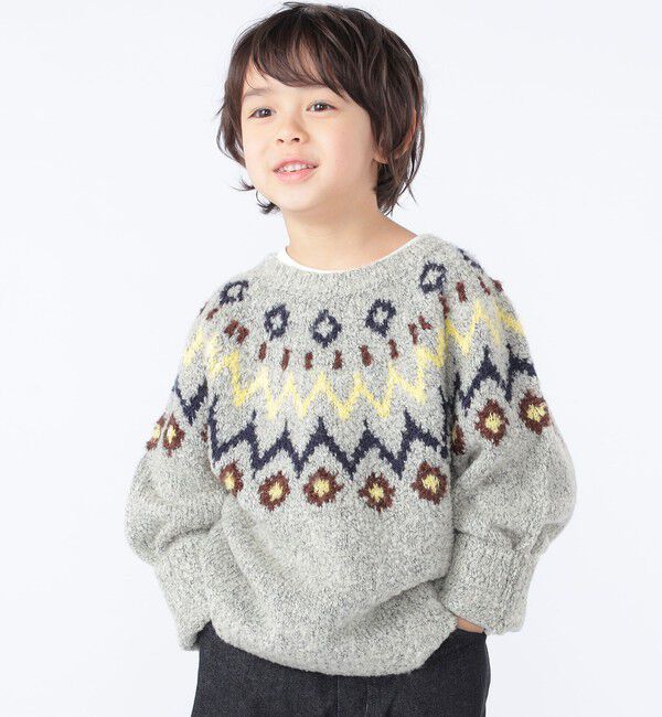 SHIPS KIDS「SHIPS KIDS:100～130cm /〈洗濯機可能〉フェアアイル柄 ニット」|ニット・セーター|