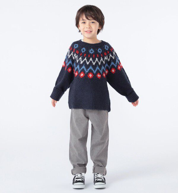 SHIPS KIDS「SHIPS KIDS:100～130cm /〈洗濯機可能〉フェアアイル柄 ニット」|ニット・セーター|