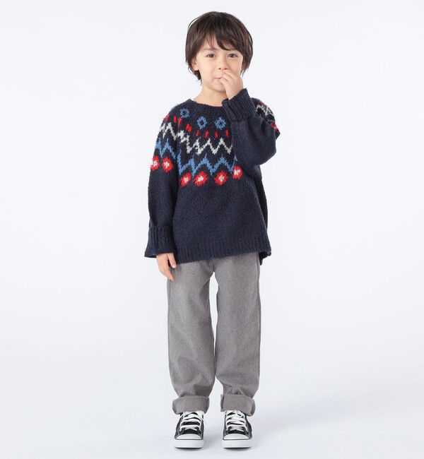 SHIPS KIDS「SHIPS KIDS:100～130cm /〈洗濯機可能〉フェアアイル柄 ニット」|ニット・セーター|