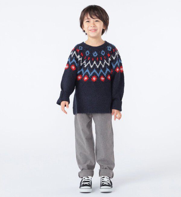 SHIPS KIDS「SHIPS KIDS:100～130cm /〈洗濯機可能〉フェアアイル柄 ニット」|ニット・セーター|