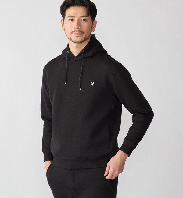 SHIPS「【WEB限定】SHIPS: コットン ポリ ダブル ニット フーディー パーカ (セットアップ対応)」|パーカー|ブラック