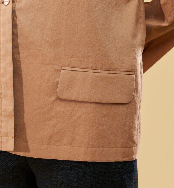 DES PRES「コットンシルクタイプライター ケープライクジャケット」|ノーカラージャケット|