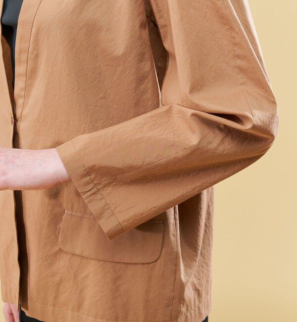 DES PRES「コットンシルクタイプライター ケープライクジャケット」|ノーカラージャケット|