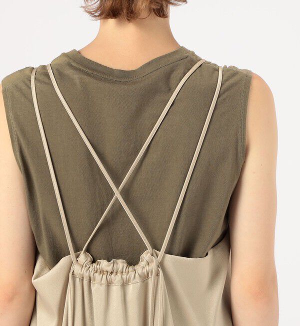 MACPHEE「トリアセテートポリエステルサテン ダブルストラップキャミソールワンピース」|ワンピース|