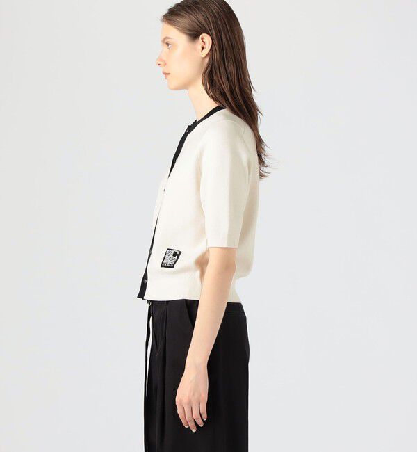 CABaN「コットンカシミヤ バイカラーハーフスリーブカーディガン」|カーディガン|