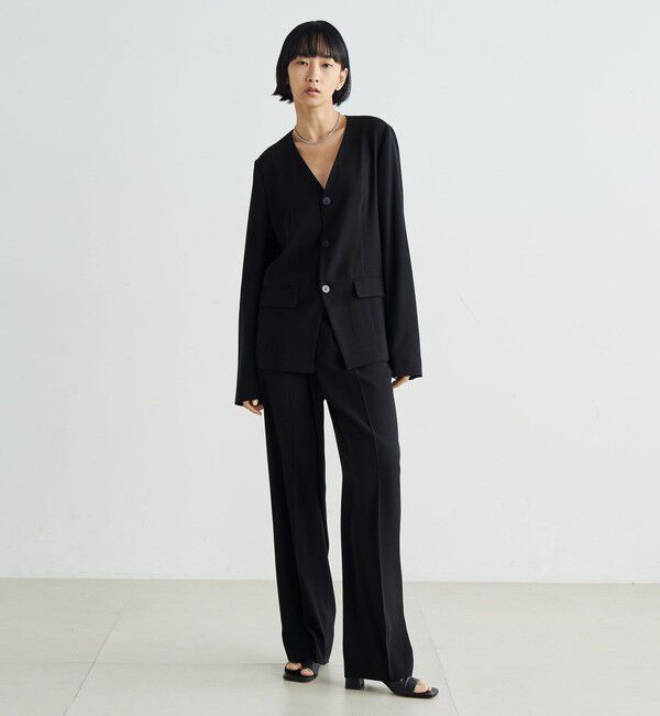 Edition「バックサテンジョーゼット ノーカラージャケット」|ノーカラージャケット|