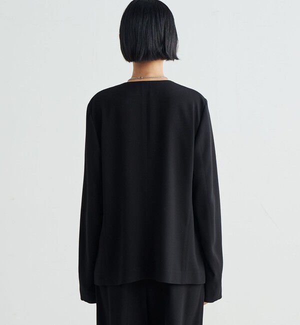 Edition「バックサテンジョーゼット ノーカラージャケット」|ノーカラージャケット|