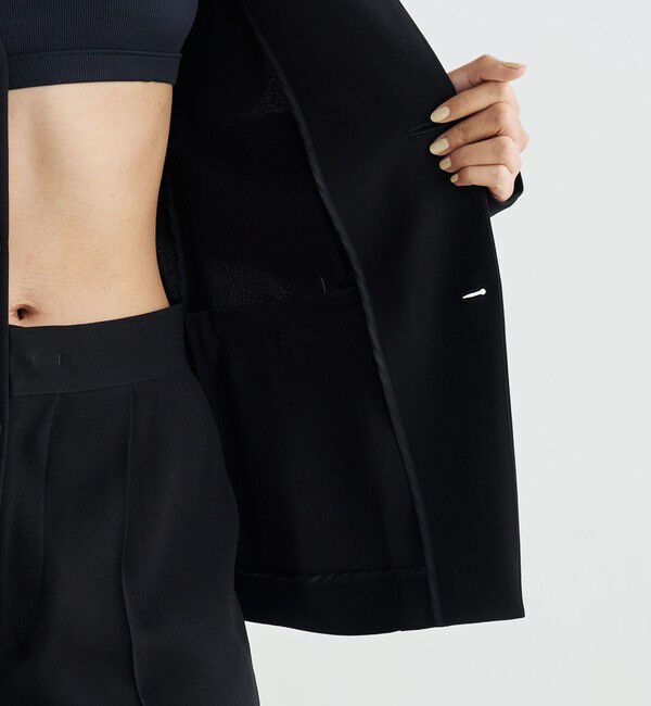 Edition「バックサテンジョーゼット ノーカラージャケット」|ノーカラージャケット|