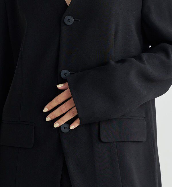 Edition「バックサテンジョーゼット ノーカラージャケット」|ノーカラージャケット|