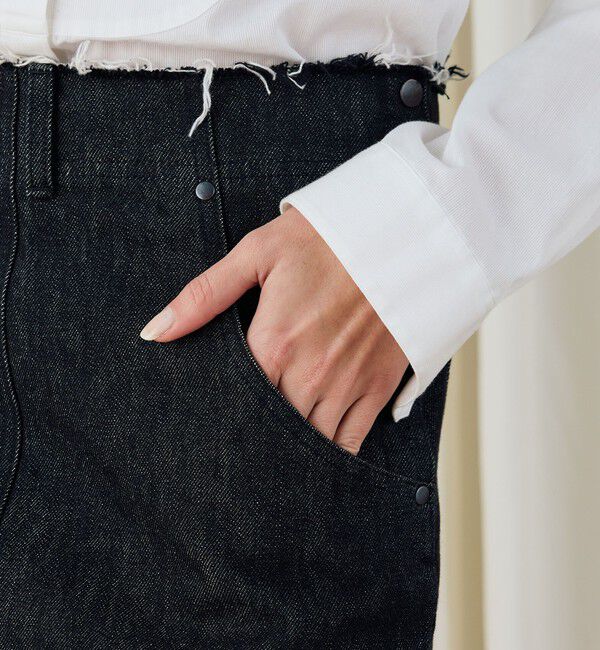 DES PRES「ブラックデニム ブラレット付きマキシスカート」|タイト|