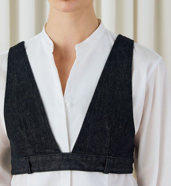 DES PRES「ブラックデニム ブラレット付きマキシスカート」|タイト|