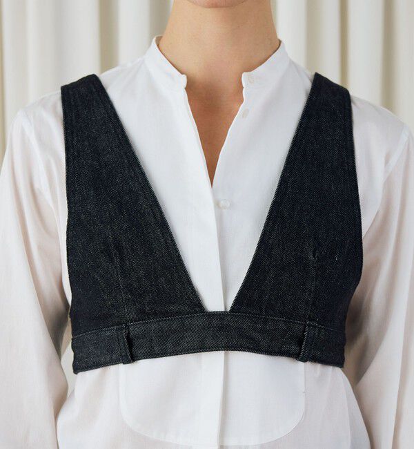 DES PRES「ブラックデニム ブラレット付きマキシスカート」|タイト|