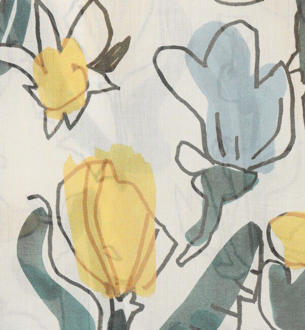 TOMORROWLAND collection「ブルーナリーフプリント ギャザーパフショルダーワンピース」|ワンピース|