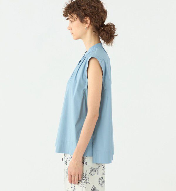 TOMORROWLAND collection「ハイパワーストレッチブロード ギャザーノースリーブブラウス」|シャツ・ブラウス|