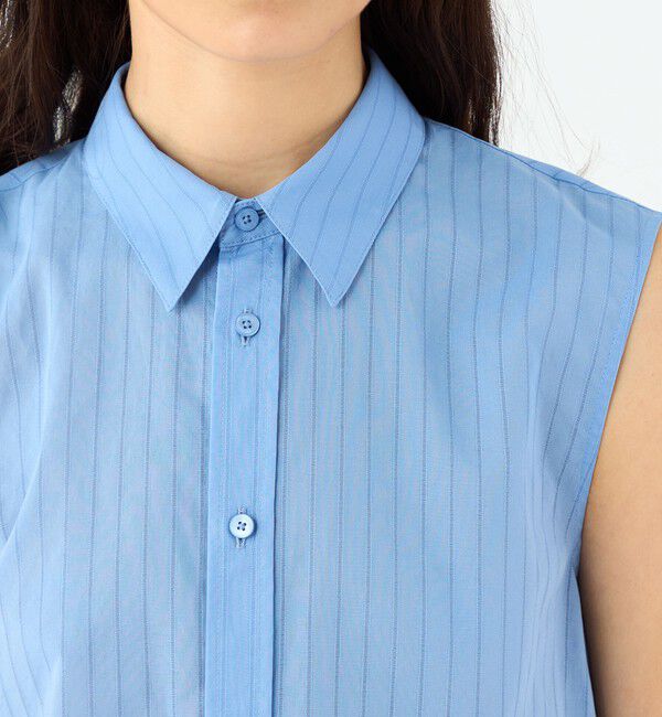 MACPHEE「ドビーストライプ ノースリーブレギュラーカラーシャツ」|シャツ・ブラウス|