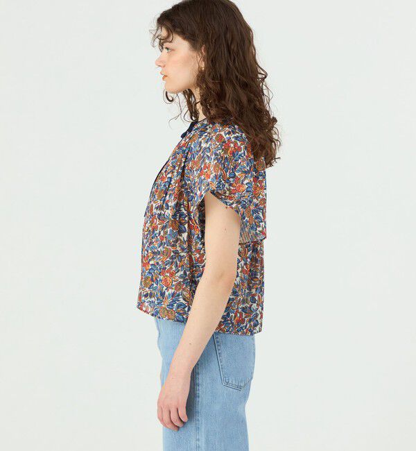 SOULEIADO「ポリエステルプリント ギャザーフレアブラウス」|シャツ・ブラウス|