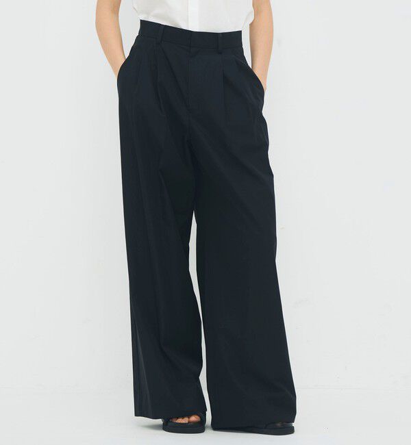 CABaN「シャトルポプリン 2タックワイドパンツ」|チノ|