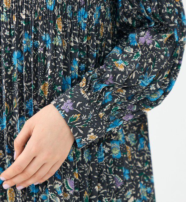 SOULEIADO「ポリエステルプリーツ バンドカラーワンピース」|ワンピース|