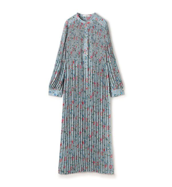 SOULEIADO「ポリエステルプリーツ バンドカラーワンピース」|ワンピース|62 ライトブルー系