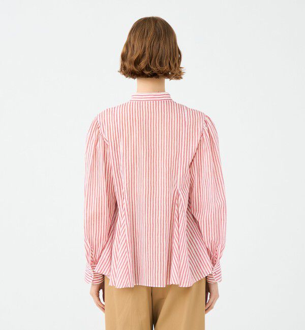 SOULEIADO「コットンボイルプリント バイカラーAラインブラウス」|シャツ・ブラウス|