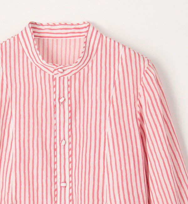 SOULEIADO「コットンボイルプリント バイカラーAラインブラウス」|シャツ・ブラウス|