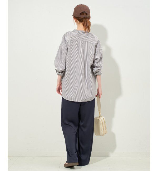 SLOBE IENA「《追加》ROYAL NAVY/ロイヤルネイビー SLOBE別注 バンドカラーシャツ」|シャツ・ブラウス|