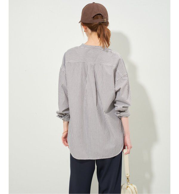 SLOBE IENA「《追加》ROYAL NAVY/ロイヤルネイビー SLOBE別注 バンドカラーシャツ」|シャツ・ブラウス|