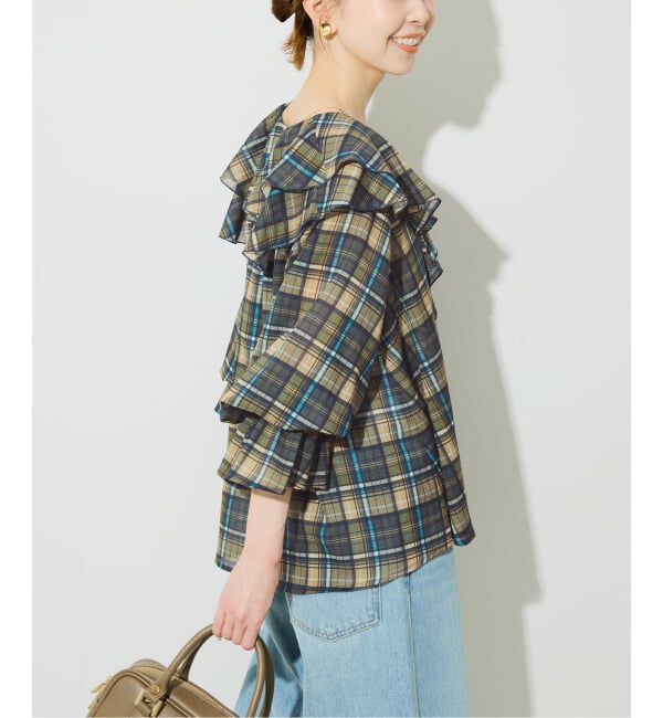 SLOBE IENA「フロントスキッパーラッフルブラウス」|シャツ・ブラウス|