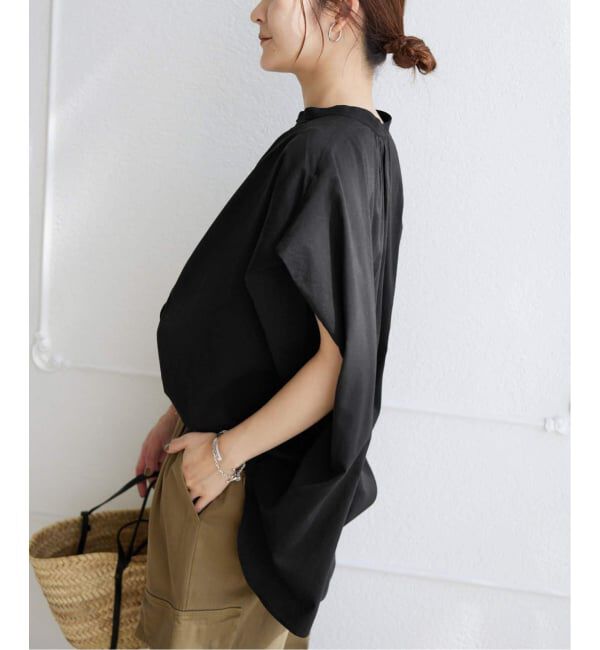 SLOBE IENA「《WEB・一部店舗限定/追加》レーヨンボイルバンドカラーブラウス」|シャツ・ブラウス|