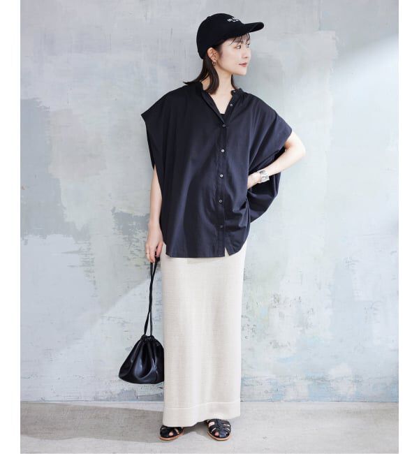 SLOBE IENA「《WEB・一部店舗限定/追加》レーヨンボイルバンドカラーブラウス」|シャツ・ブラウス|
