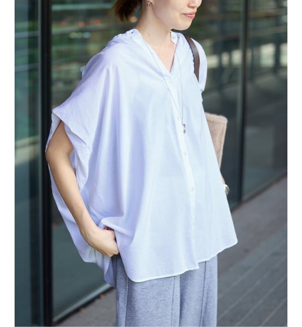 SLOBE IENA「《WEB・一部店舗限定/追加》レーヨンボイルバンドカラーブラウス」|シャツ・ブラウス|