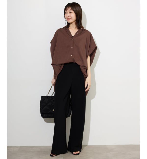 SLOBE IENA「《WEB・一部店舗限定/追加》レーヨンボイルバンドカラーブラウス」|シャツ・ブラウス|