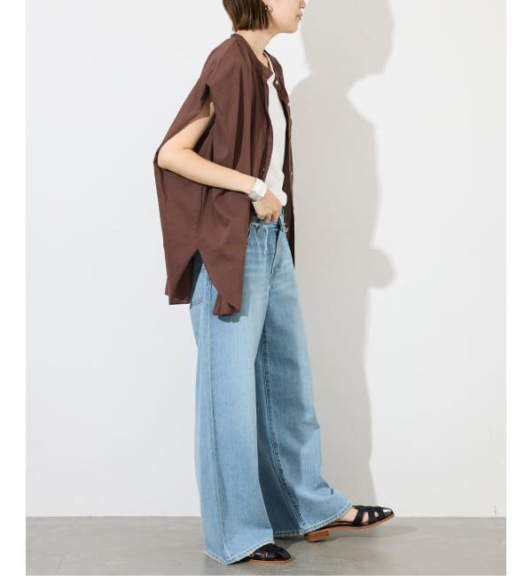 SLOBE IENA「《WEB・一部店舗限定/追加》レーヨンボイルバンドカラーブラウス」|シャツ・ブラウス|