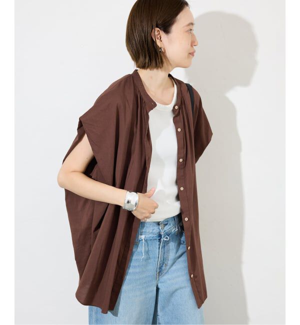 SLOBE IENA「《WEB・一部店舗限定/追加》レーヨンボイルバンドカラーブラウス」|シャツ・ブラウス|