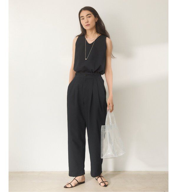 IENA「BLACK シアサッカータンクトップ」|シャツ・ブラウス|