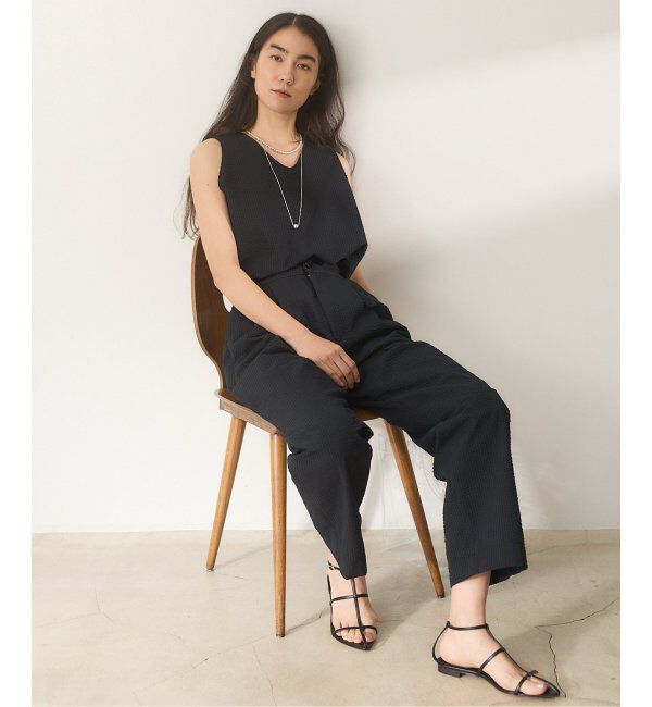 IENA「BLACK シアサッカータンクトップ」|シャツ・ブラウス|