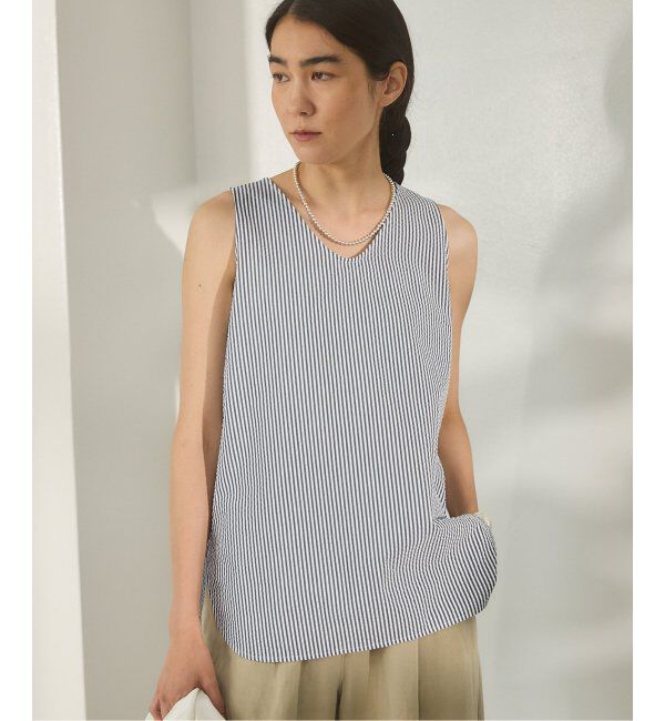 IENA「BLACK シアサッカータンクトップ」|シャツ・ブラウス|
