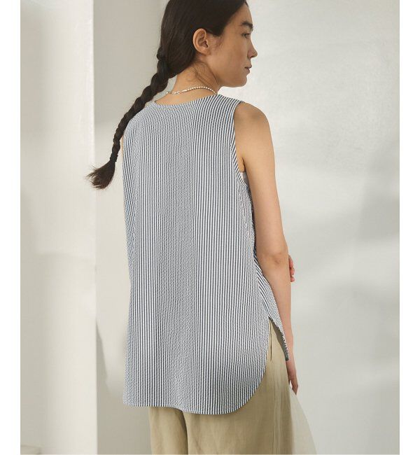 IENA「BLACK シアサッカータンクトップ」|シャツ・ブラウス|