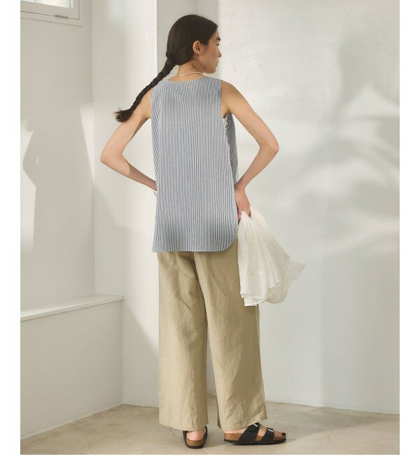 IENA「BLACK シアサッカータンクトップ」|シャツ・ブラウス|