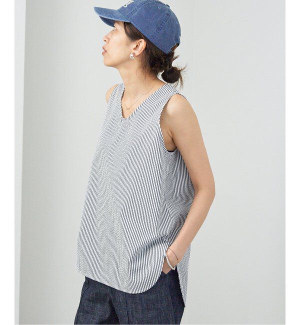 IENA「BLACK シアサッカータンクトップ」|シャツ・ブラウス|