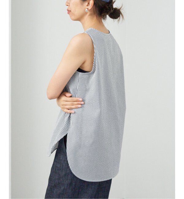 IENA「BLACK シアサッカータンクトップ」|シャツ・ブラウス|