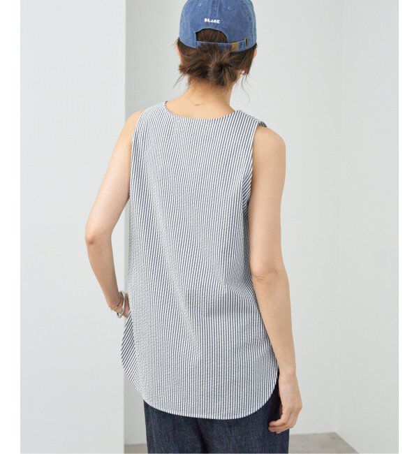 IENA「BLACK シアサッカータンクトップ」|シャツ・ブラウス|