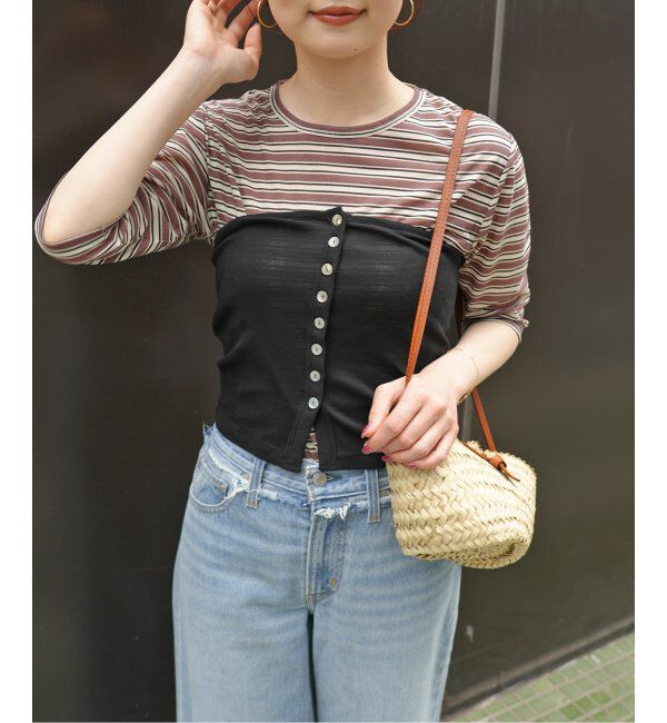 SLOBE IENA「miller/ミラー SLOBE別注 シアーカットソービスチェ」|チューブトップ|