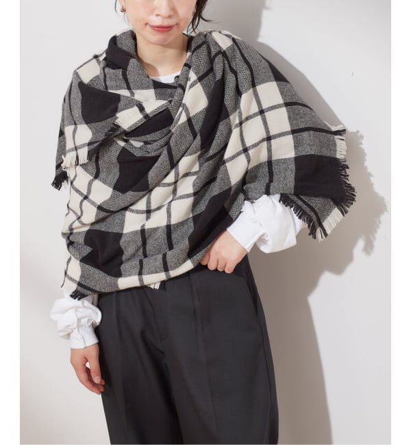 journal standard L'essage「【ASAUCE MELER】ウルトラファインラムミニバスケットタータンストール」|ストール|ホワイト