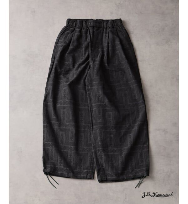 J.S.Homestead「《予約》J.S.Homestead / キリム柄 ジャガード エア クルー パンツ」|スラックス|ブラック A