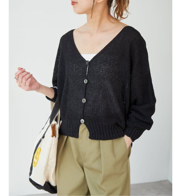 Spick and Span「ペーパーヤーンVネックカーディガン」|カーディガン|