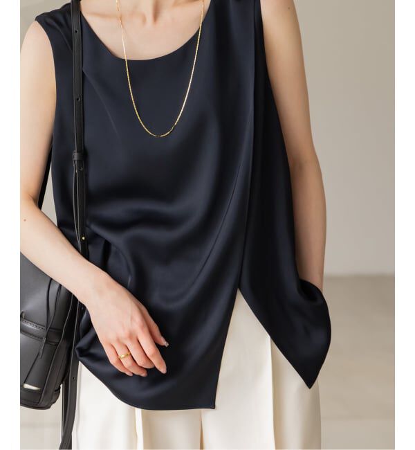 NOBLE「【洗える】ルナサテンレイヤードブラウス」|シャツ・ブラウス|ネイビー